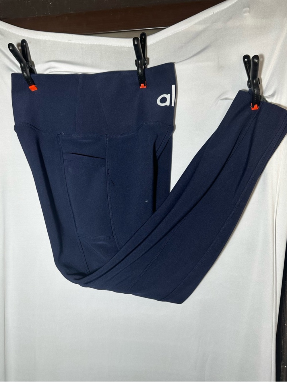 ALO Yoga S/M Navy High-Rise Leggings w/ Side Pockets yoga workout - Picture 3 of 4